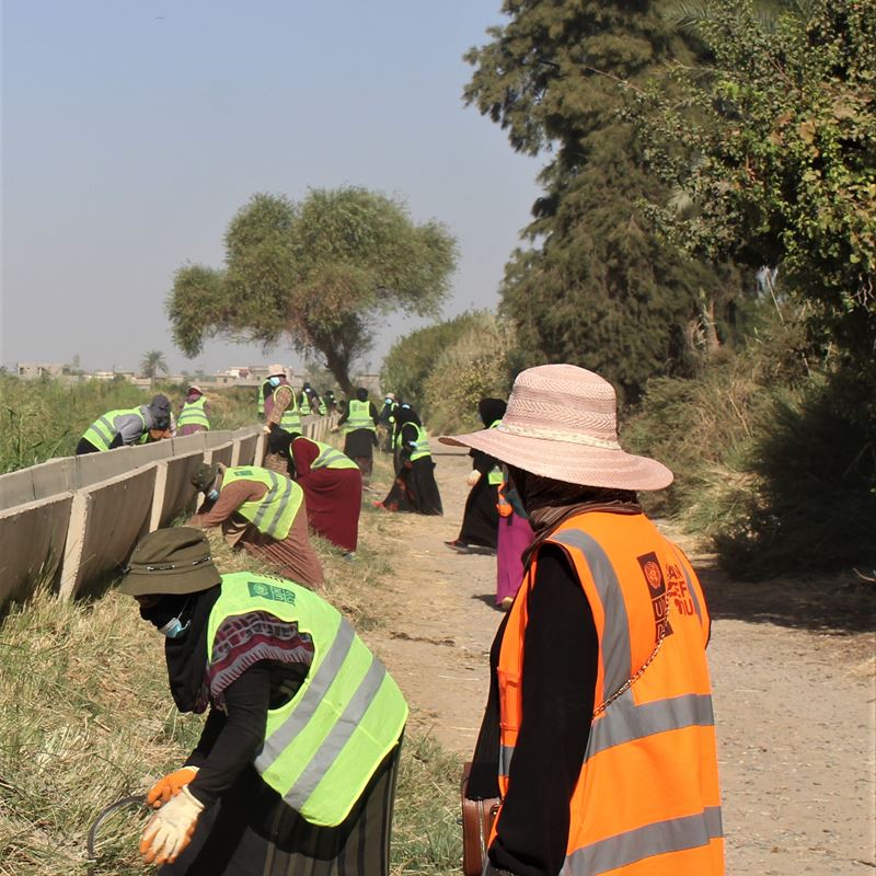 DRC has been engaging women in cash for work activities in Diyala Governorate which support them with short-term income as well as benefit the community, like the canal clearance pictured above. Sara, who participated in the project, says that one of the most valuable impacts of the activities has been the connection she has made with other women.