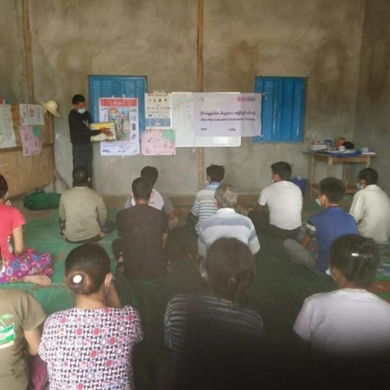 U Sai delivering Risk Education session for adults in Mong Wee village in April 2022.