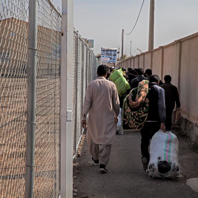 Afghan deportees return from Iran through Islam Qala border crossing, Herat province, November 2019.