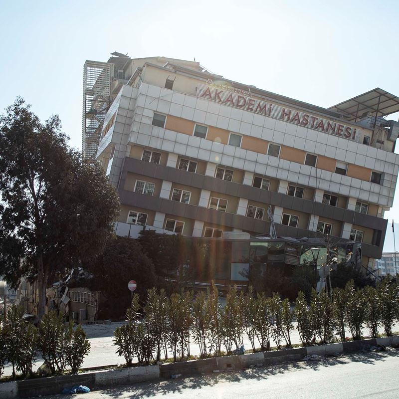 A Hospital in Hatay destroyed by the earthquake in February 2023.